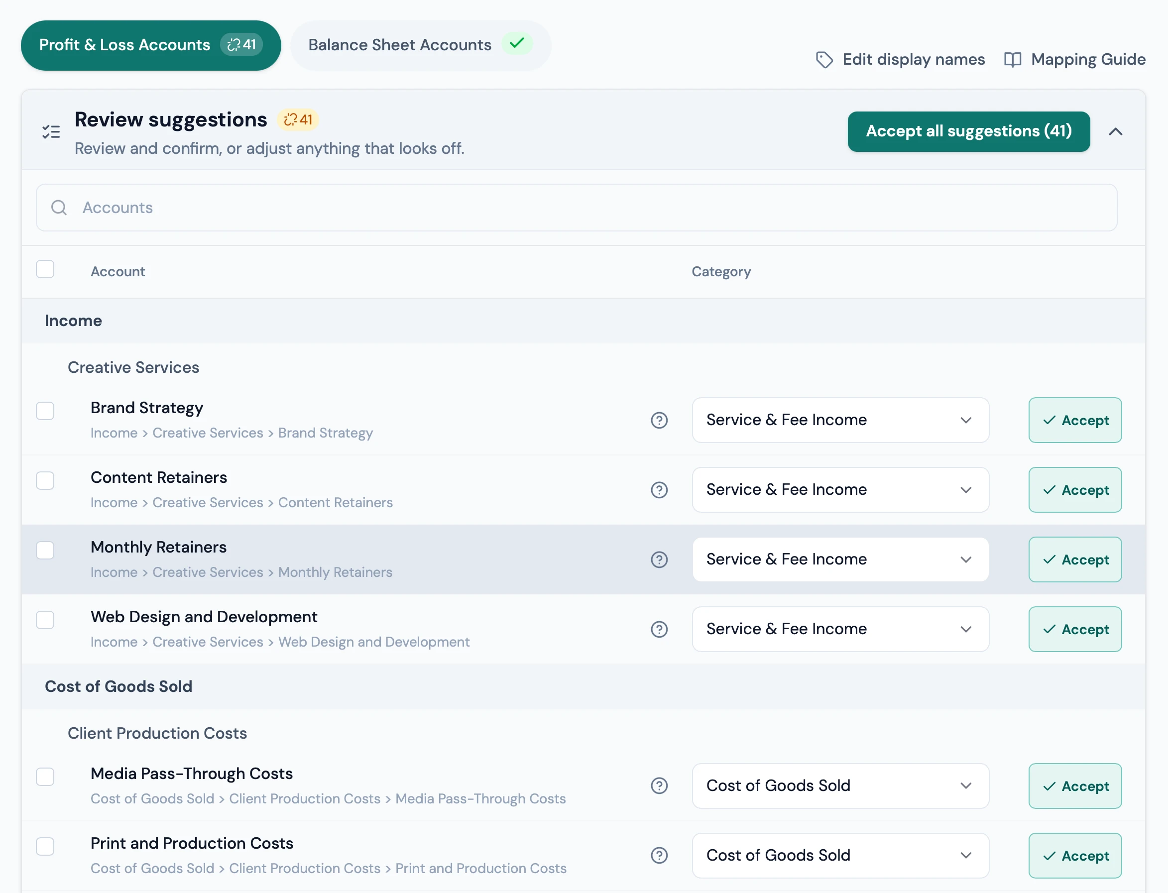 Firmside workflow step 02: Confirm categories in minutes